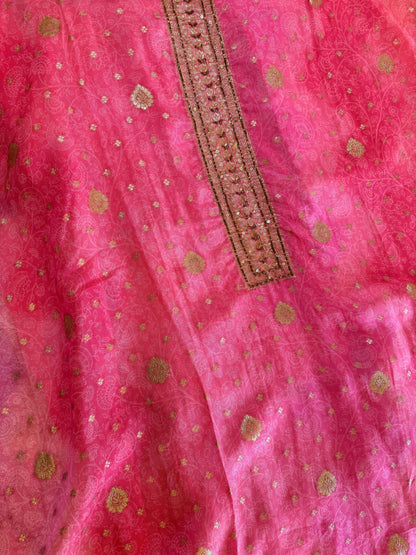 Women Organza Silk Banarasi Suit Dress Material