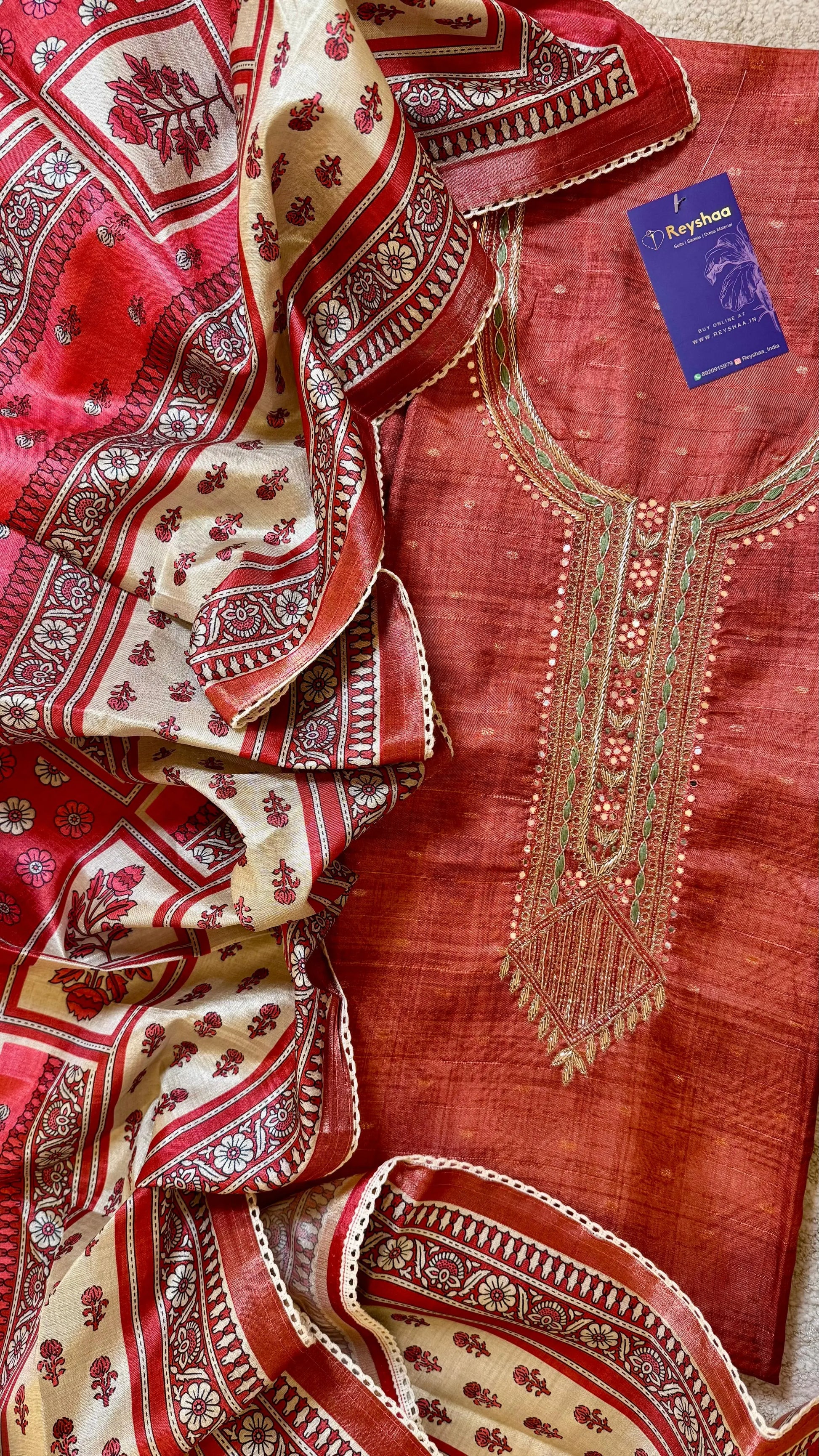 Women Handloom Tussar Silk Suit Dress Material Reyshaa