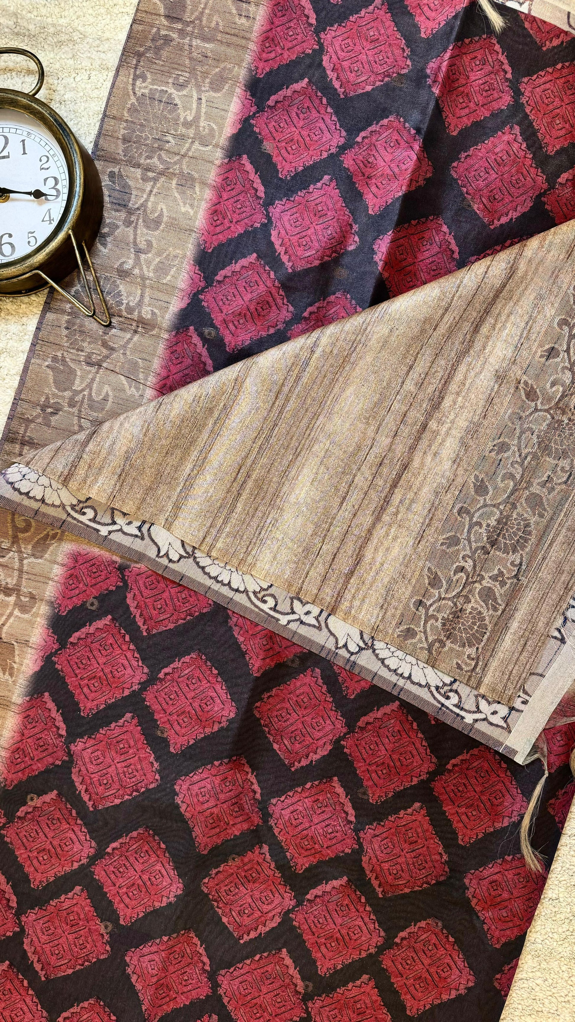 Women Bangalore Silk Boota Madhubani Saree