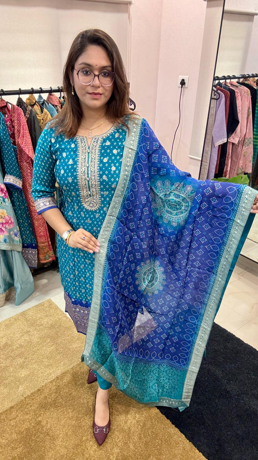 Women Gajji Silk Readymade Suit Set