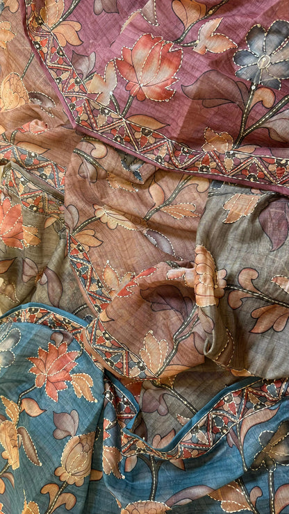 Women Pichwai Printed Kantha Work Chanderi Suit Dress Material Reyshaa