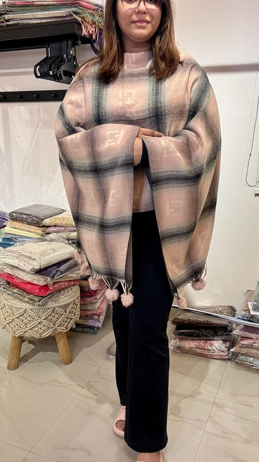 Women Soft Gradient Plaid Pattern Stole