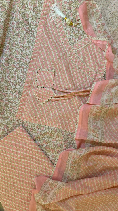 Women Cambric Cotton Printed Anrakha Suit Dress Material