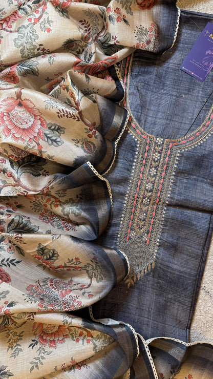 Women Handloom Tussar Silk Suit Dress Material Reyshaa