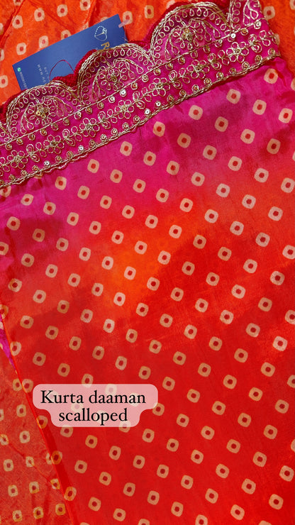 Satin Silk Bandhej Print Suit Dress Material