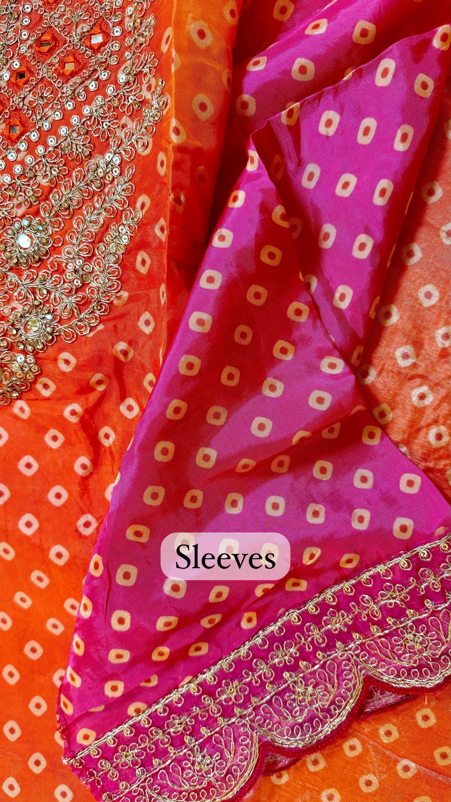 Satin Silk Bandhej Print Suit Dress Material