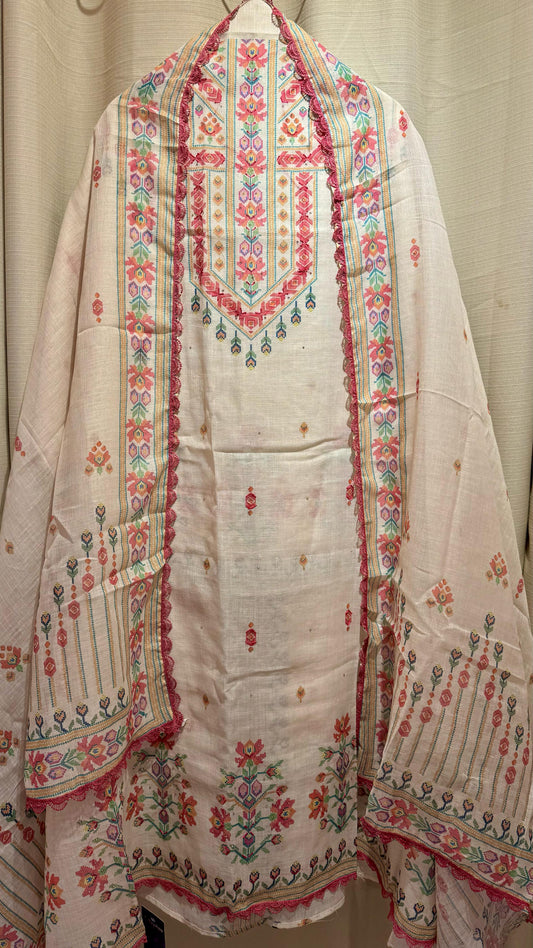 Women Linen Cotton Patola Print Suit Dress Material