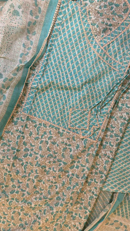 Women Cambric Cotton Printed Anrakha Suit Dress Material