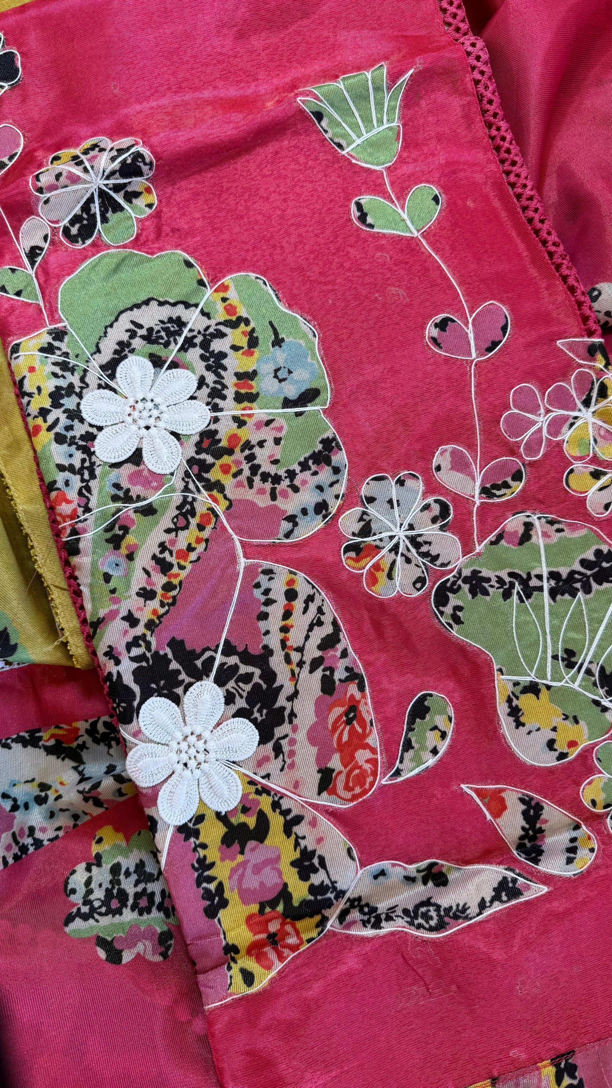 Women Maheshwari Silk Applique Work Suit Dress Material Reyshaa