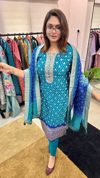 Women Gajji Silk Readymade Suit Set