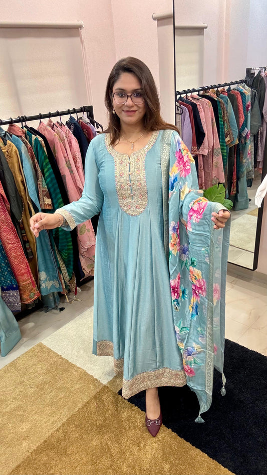 Women Raw Silk Readymade Suit Set