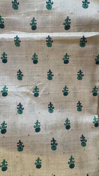 Women Handloom Tussar With Block Printing Silk Suit Dress Material