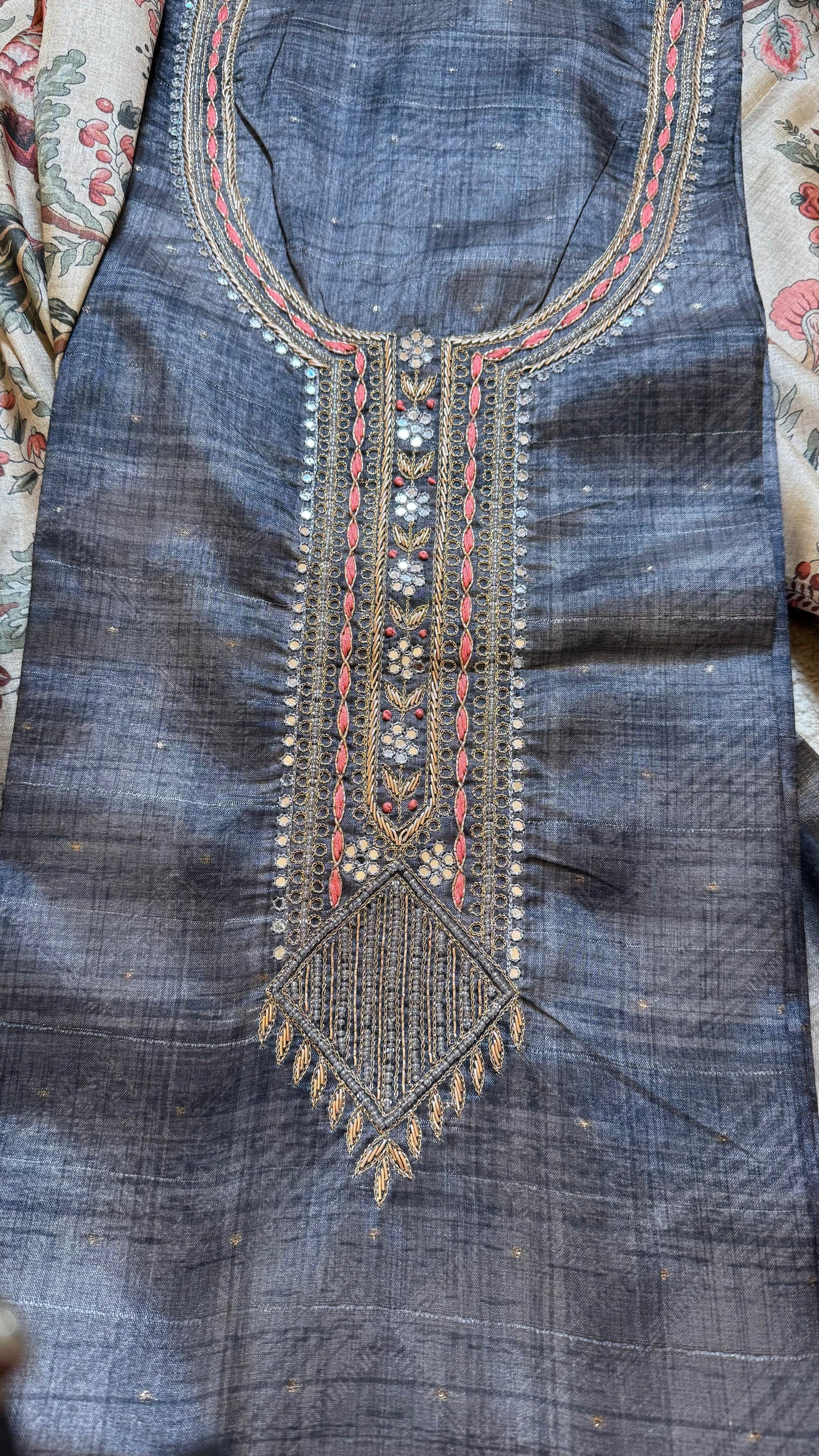 Women Handloom Tussar Silk Suit Dress Material Reyshaa