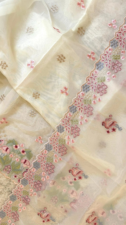 Women Premium Organza Silk Embroidered Designer Suit Dress Material