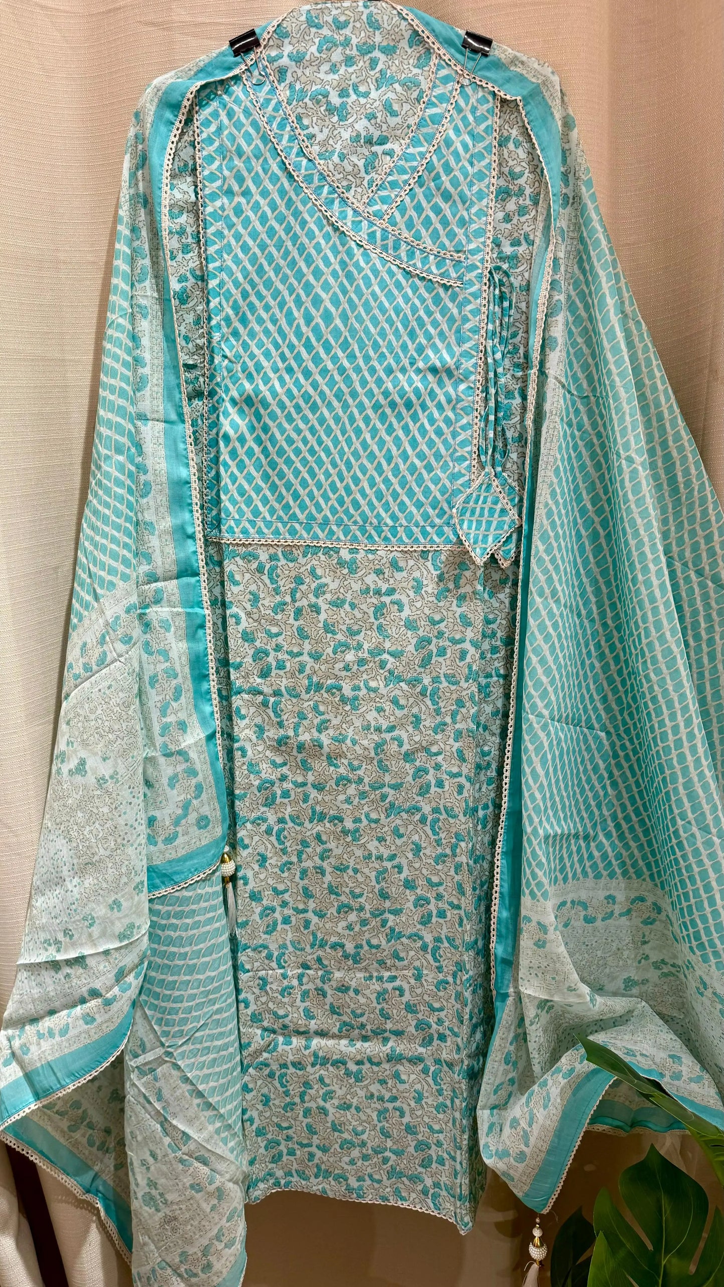 Women Cambric Cotton Printed Anrakha Suit Dress Material