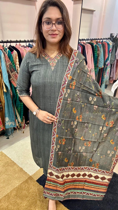 Women Pure Muslin Readymade Suit Set