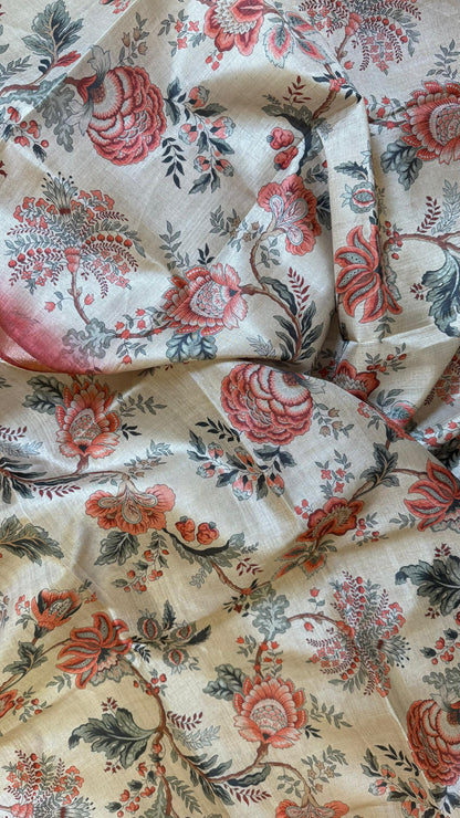 Women Handloom Tussar With Block Printing Silk Suit Dress Material