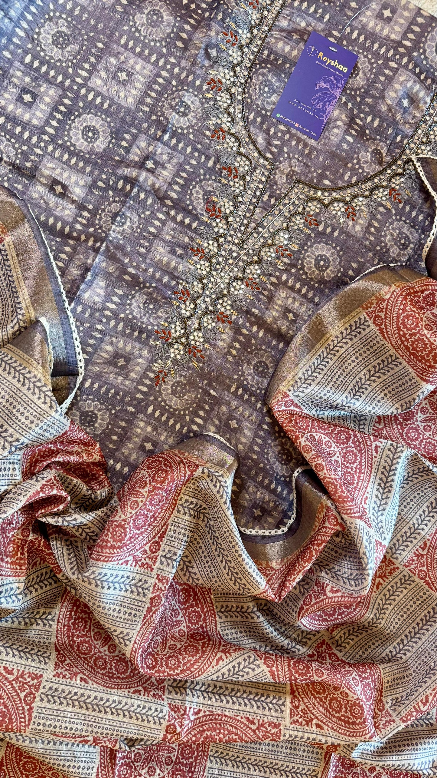 Women Mysore Silk Suit Set With Digital Print Suit Dress Material Reyshaa