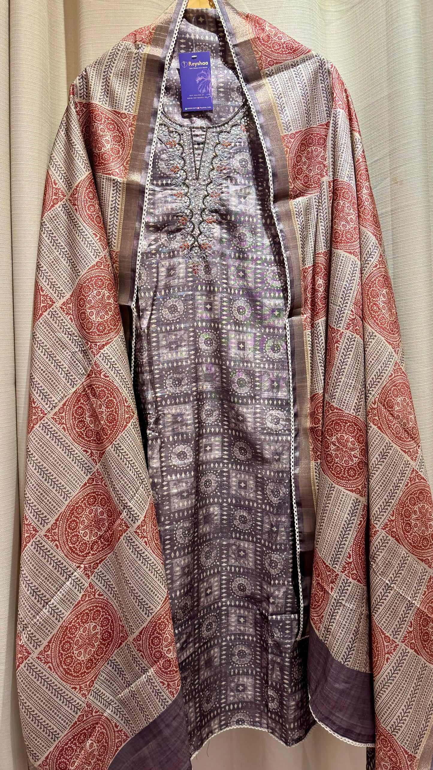 Women Mysore Silk Suit Set With Digital Print Suit Dress Material Reyshaa