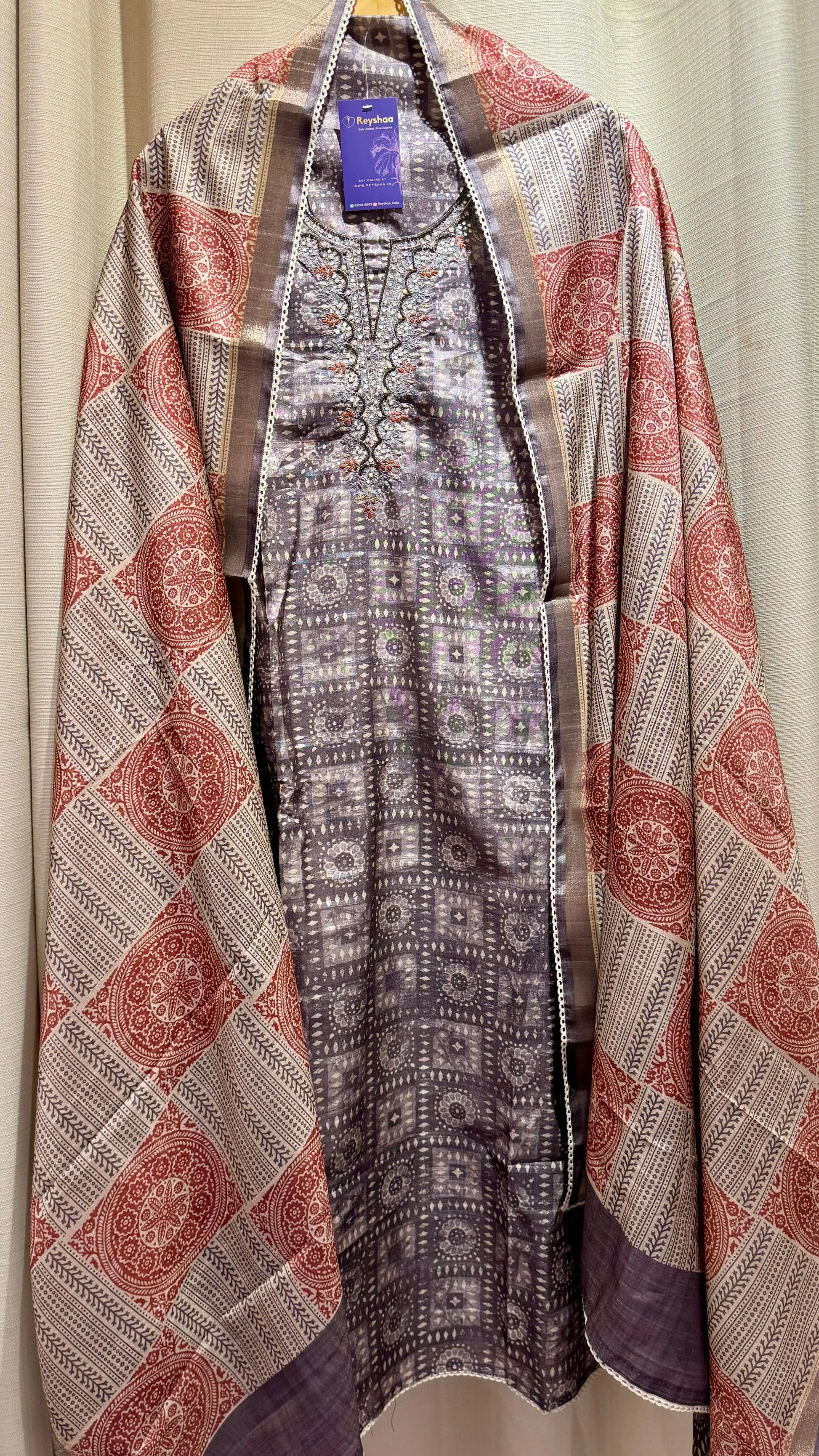 Women Mysore Silk Suit Set With Digital Print Suit Dress Material Reyshaa