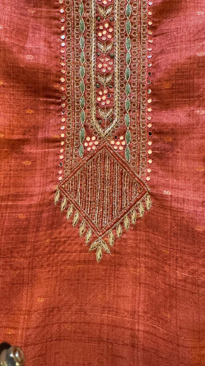 Women Handloom Tussar Silk Suit Dress Material Reyshaa