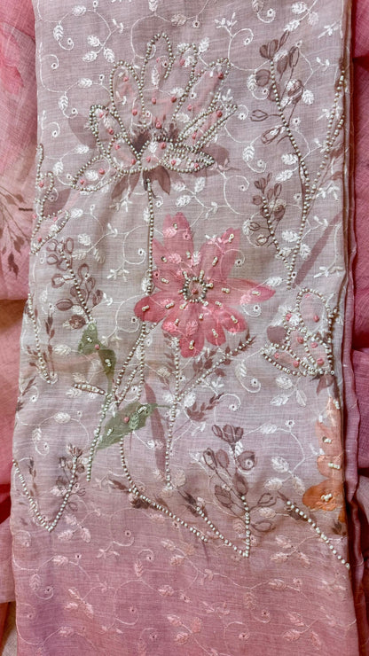 Women Floral Digital Print Linen Suit Dress Material