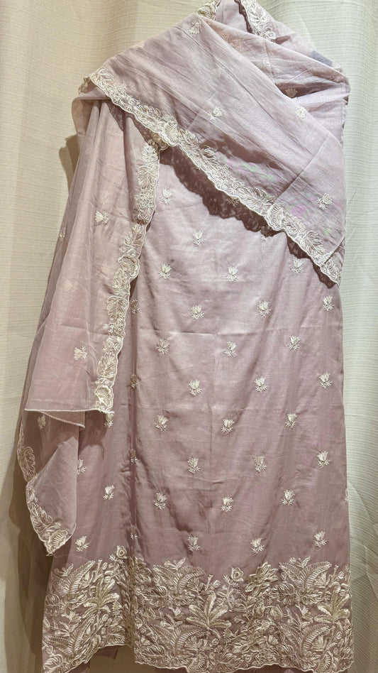 Women Soft Mal Chanderi All Over Embroidered Suit Dress Material