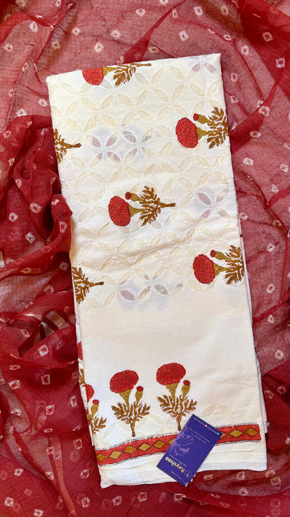 Women Pure Cotton Kutchi Cutwork Suit Dress Material