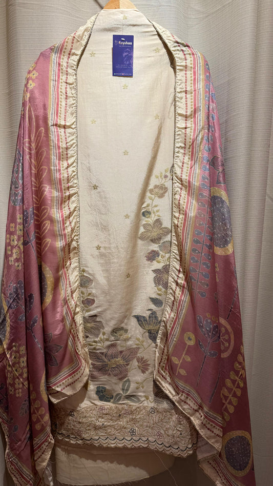 Women Muslin Embroidered Suit Dress Material