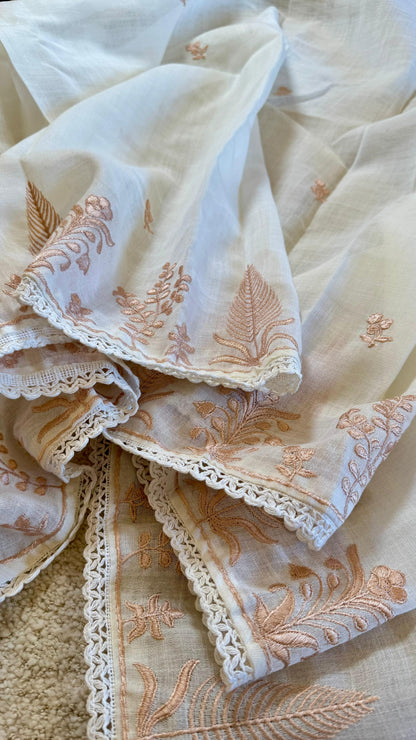 Women Linen Cotton Embroidered Suit Dress Material