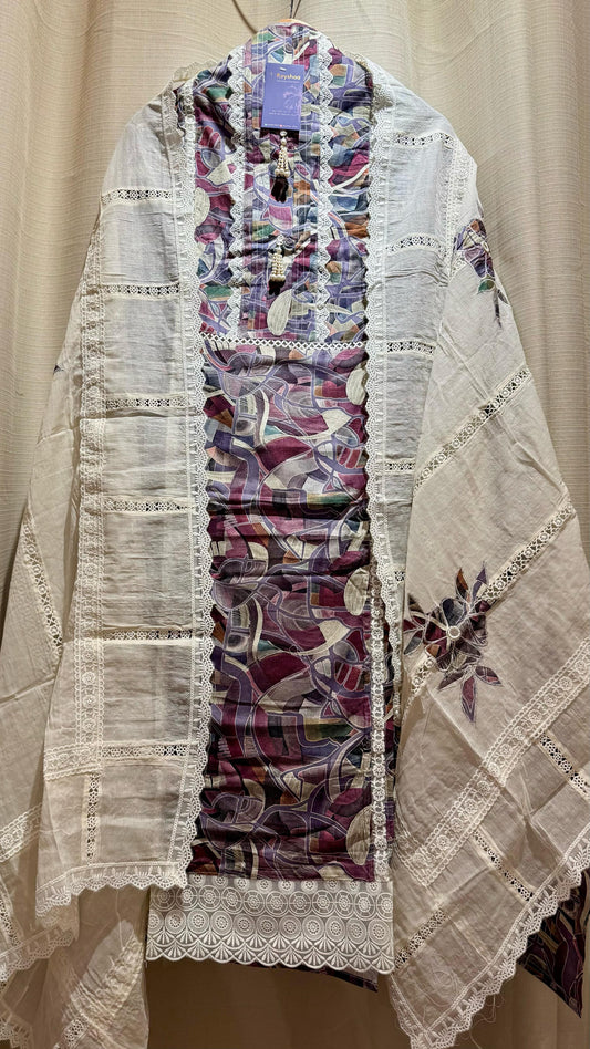 Women Pure Lawn Cotton Botanical Print Pakistani Suit Dress Material