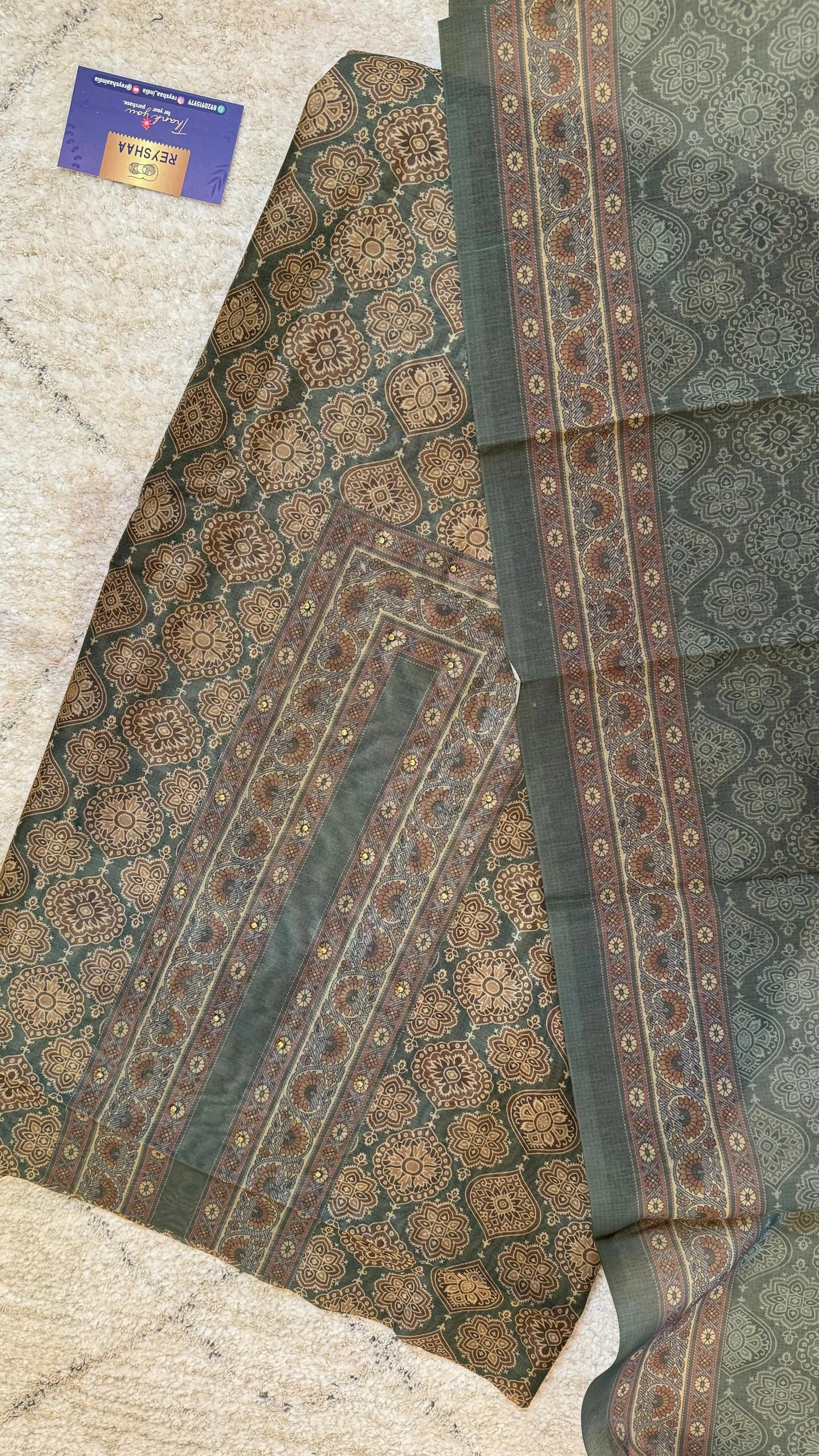 Women Garwal Silk Ajrakh Print Suit Dress Material