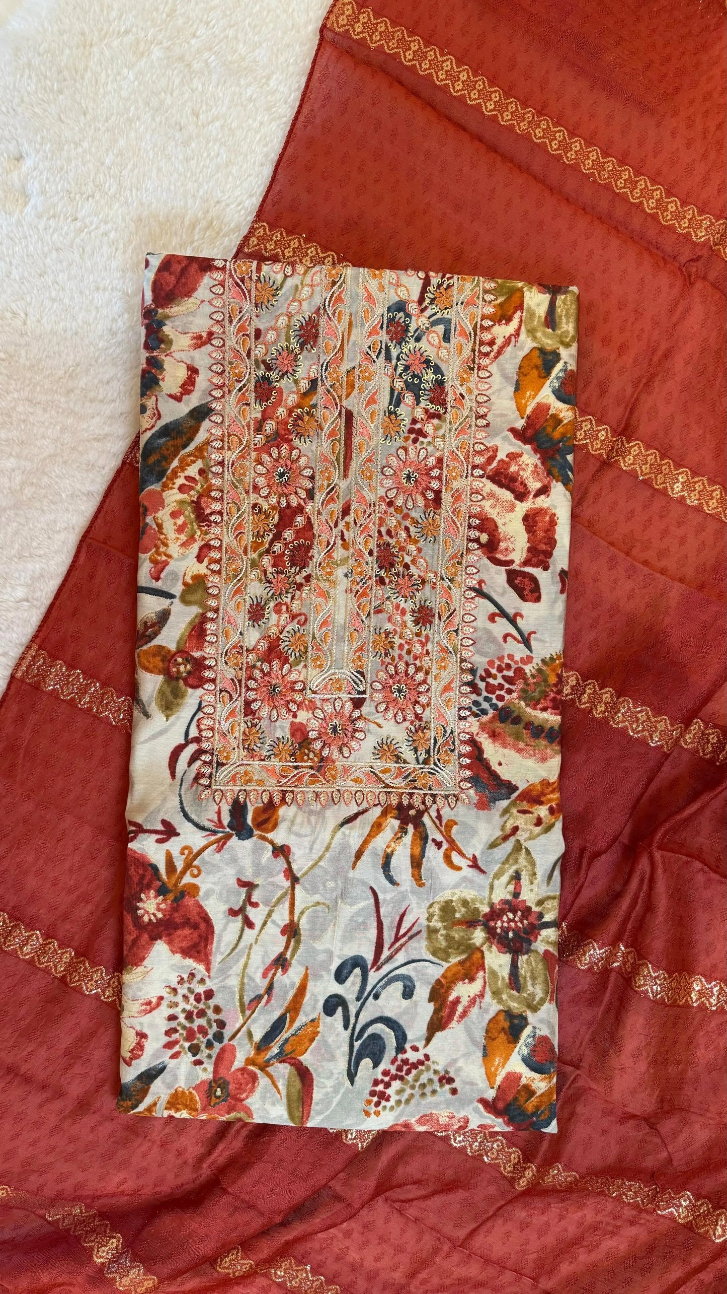 Women Cotton Abstract Printed Suit Dress Material