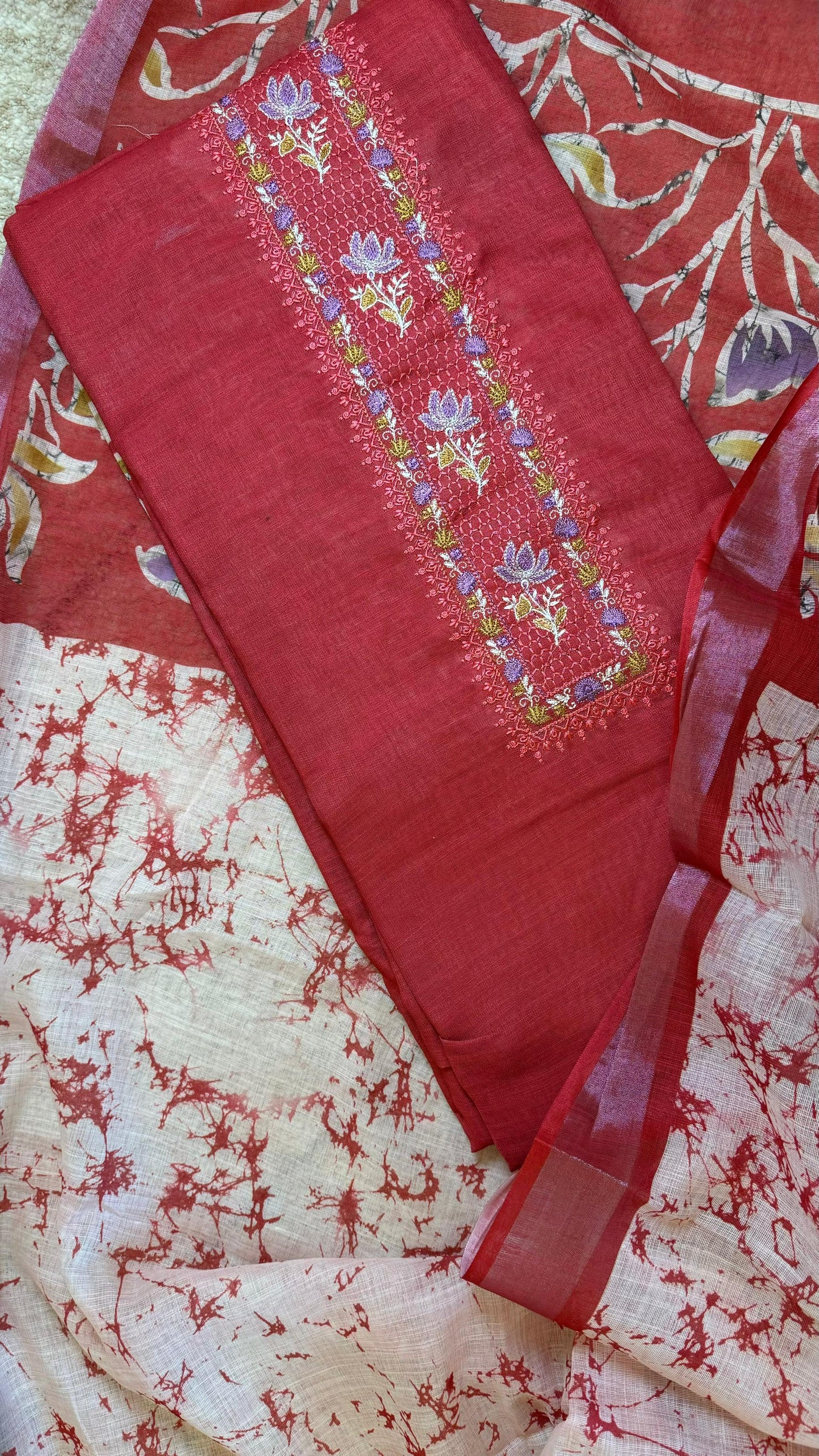 Women Pure Linen Batik Suit Dress Material