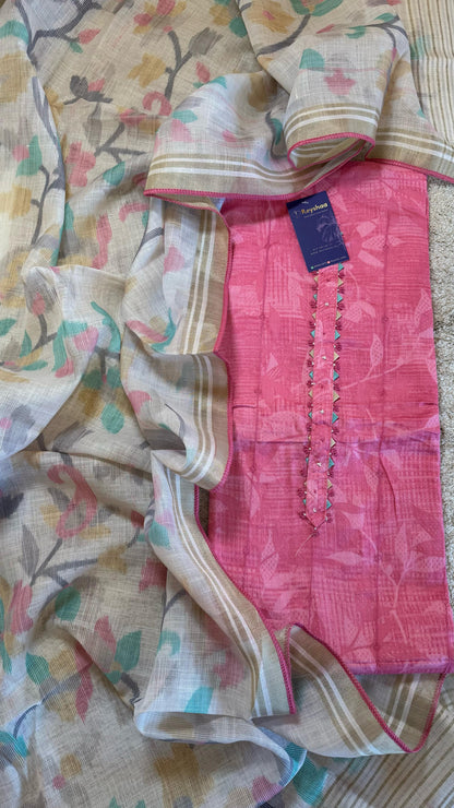 Women Jam Cotton Embroidered Suit Dress Material