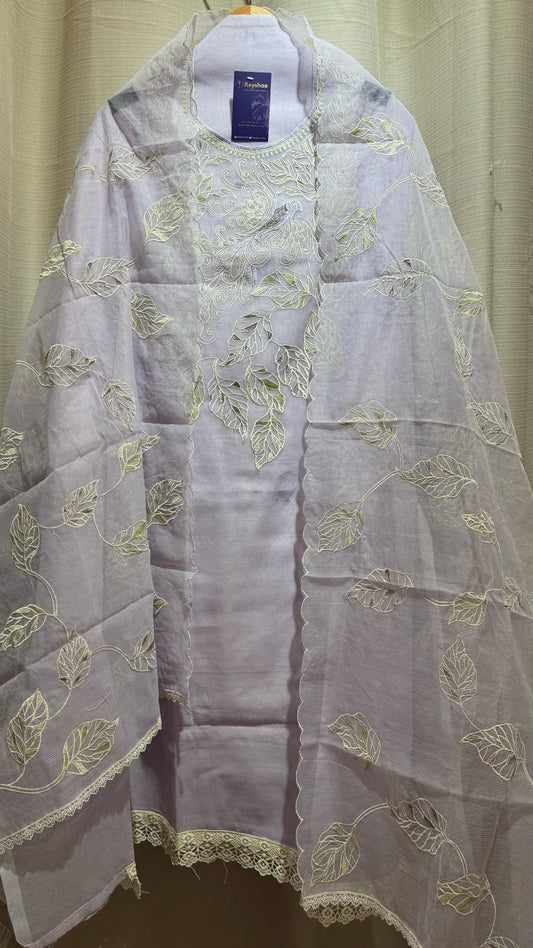 Women Kota Doria Botanical Embroidery Suit Dress Material