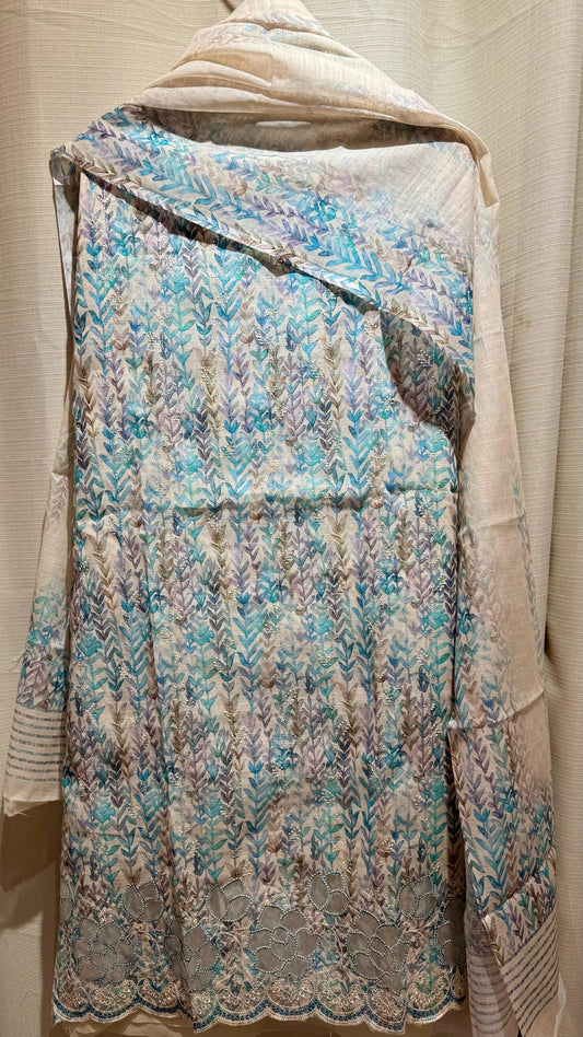 Women Pure Linen Cotton Digital Print Suit Dress Material