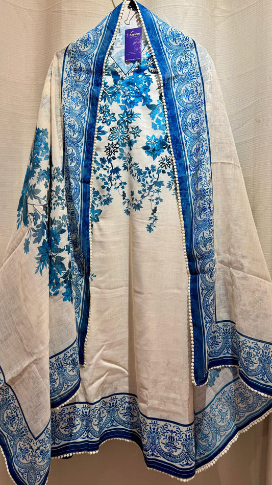 Women Linen Cotton Digital Print Suit Dress Material