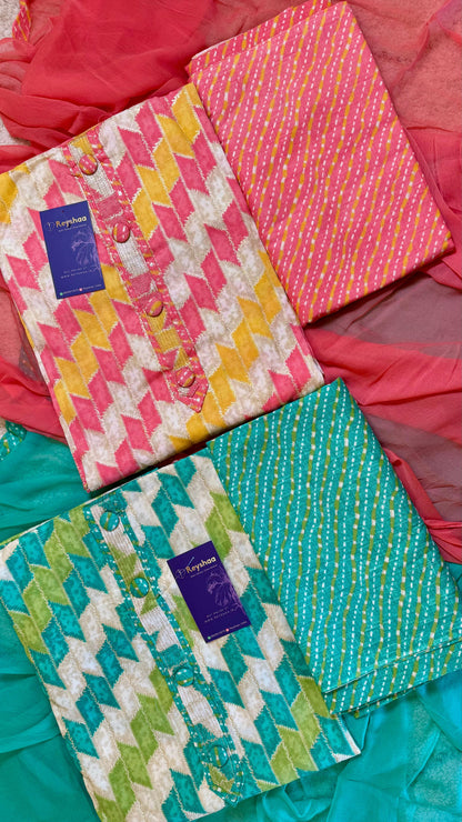 Women Jaam Cotton Geometric Print Suit Dress Material