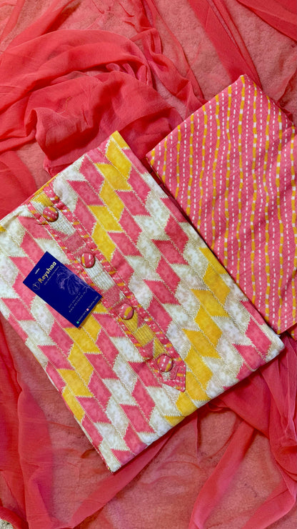 Women Jaam Cotton Geometric Print Suit Dress Material