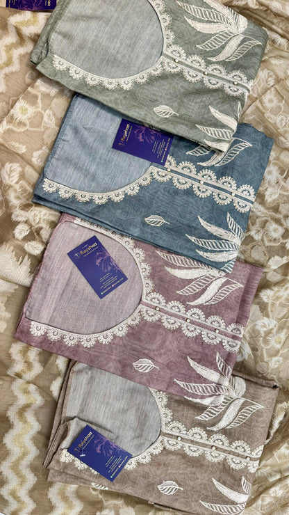 Maheshwari Silk Suit Set with Thread Embroidery & Jaal Dupatta Reyshaa