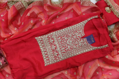 Elegant Chinon Suit Set with Jhallar Lace Dupatta Reyshaa