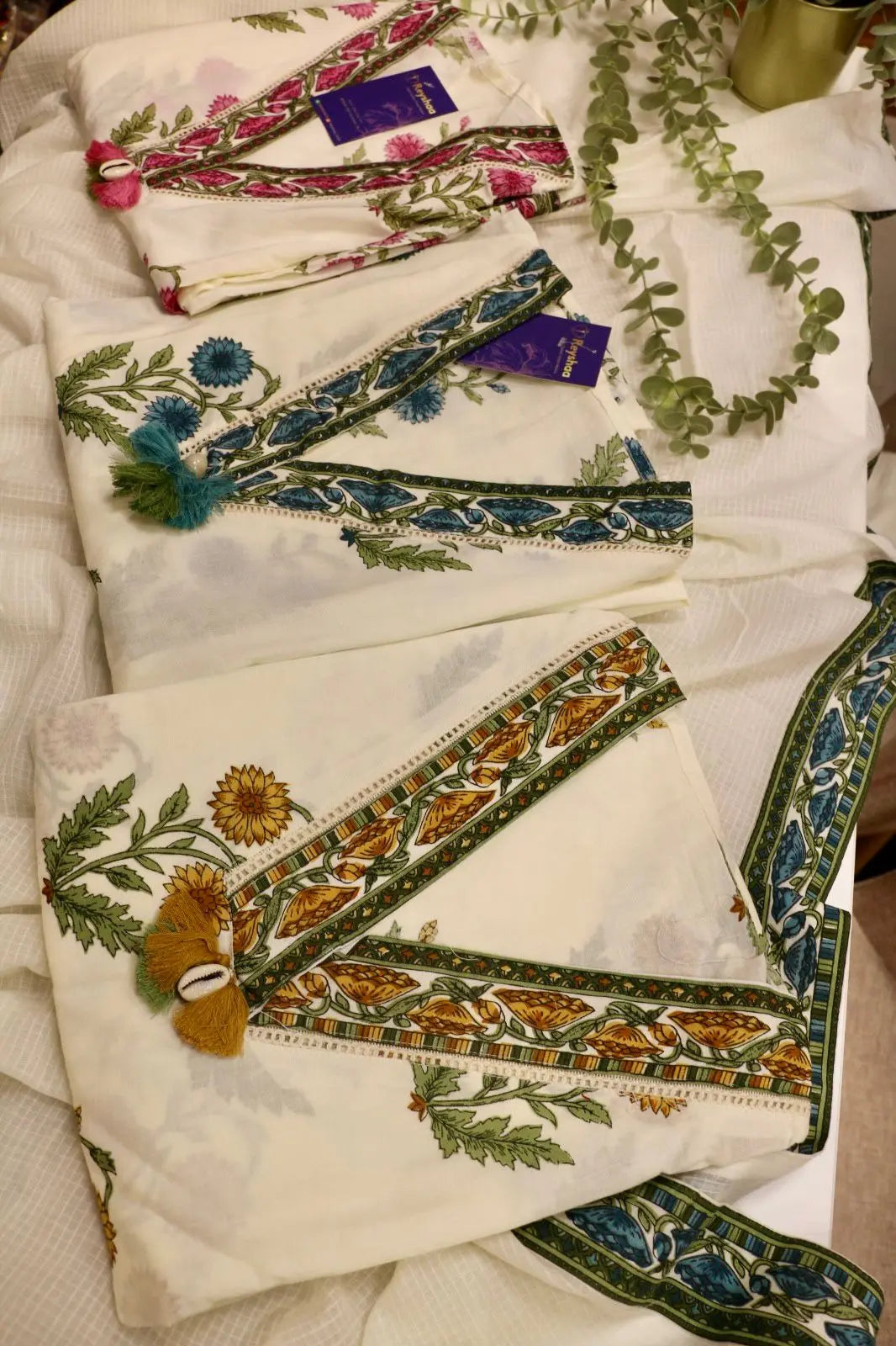 Pure Cotton Printed Embroidered Top with Soft Kota Dupatta Reyshaa