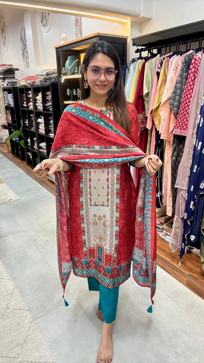 Butter Muslin Placement Print Readymade Set Reyshaa