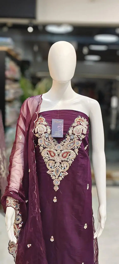 Poplin Embellished Dress Material Reyshaa