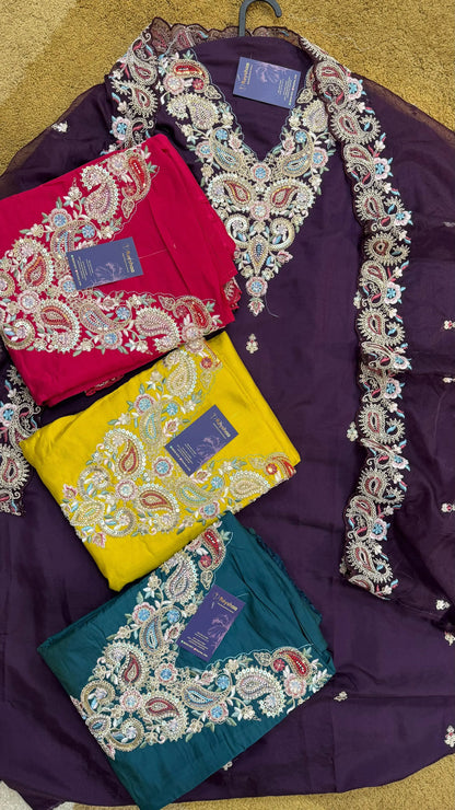 Poplin Embellished Dress Material Reyshaa