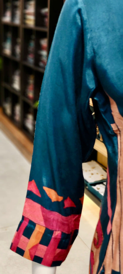 Premium Italian Cotton Abstract Co-ord Set with Crochet Lace & Boho Tassel Highlighting Reyshaa