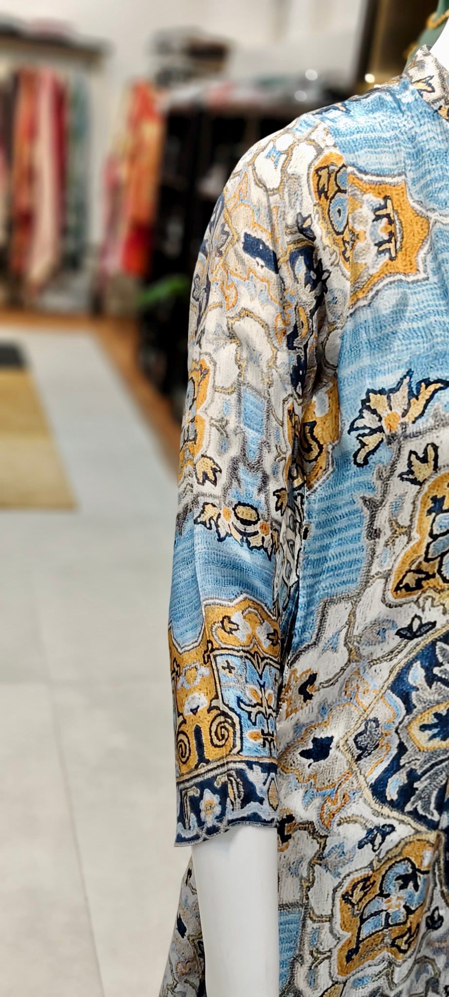 Natural Crepe Turkish Digital Print Co-ord Set with Embellished Long Tunic & Printed Palazzo Pants Reyshaa