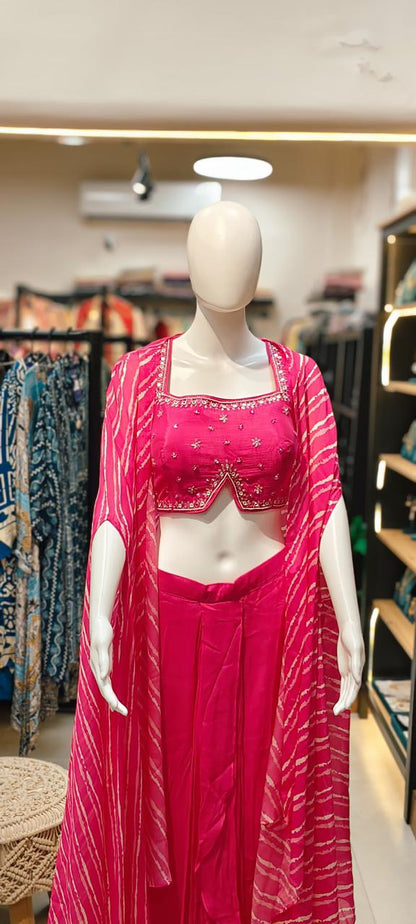 Chiffon drape skirt and Embroidered bustier blouse Indo Western Reyshaa