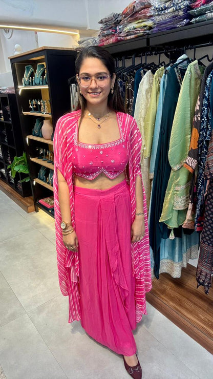 Chiffon drape skirt and Embroidered bustier blouse Indo Western Reyshaa